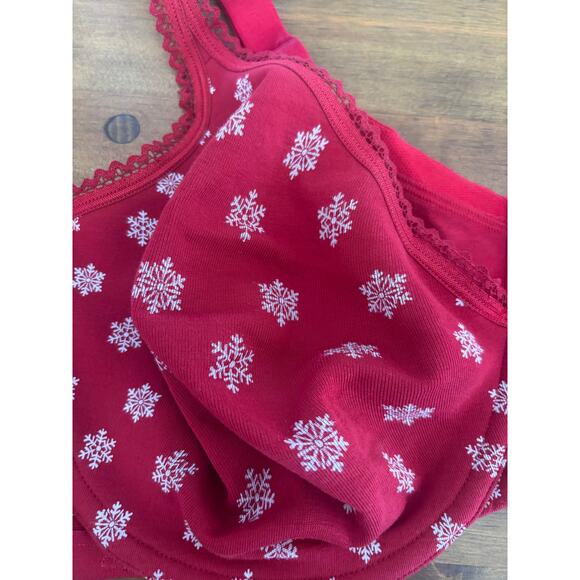 Cacique Red Snowflake Print Bra 44D | Holiday Winter Lingerie NWT sexy comfort - Picture 3 of 7